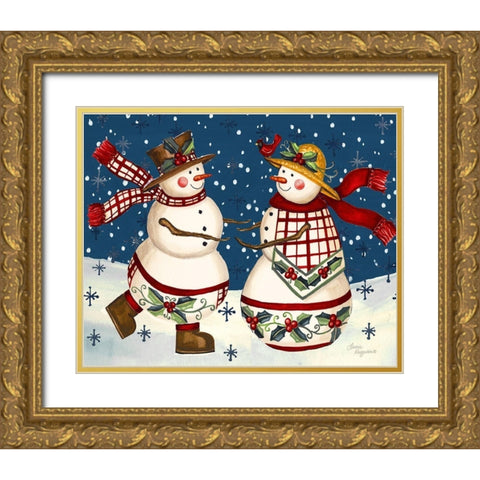 Holiday Dance Gold Ornate Wood Framed Art Print with Double Matting by Korsgaden, Laurie