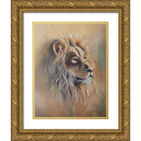 Lion 1 Gold Ornate Wood Framed Art Print with Double Matting by Colberg, Lisa