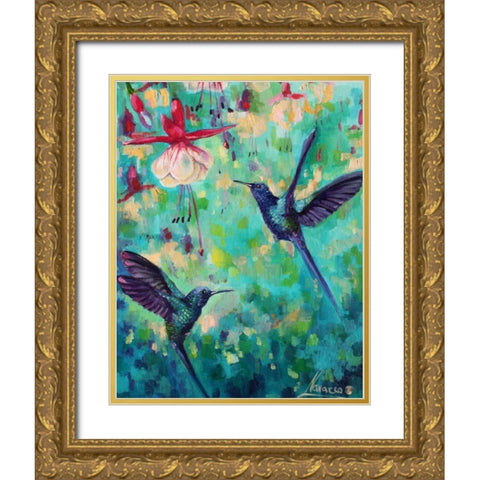 Birds 1 Gold Ornate Wood Framed Art Print with Double Matting by Colberg, Lisa