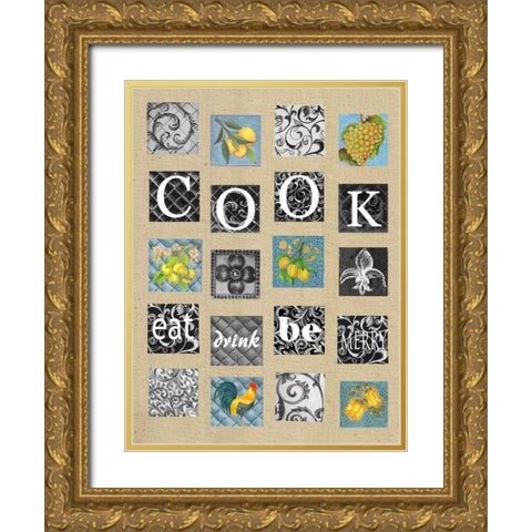 Cook Tiles Gold Ornate Wood Framed Art Print with Double Matting by Rossi, Lorraine