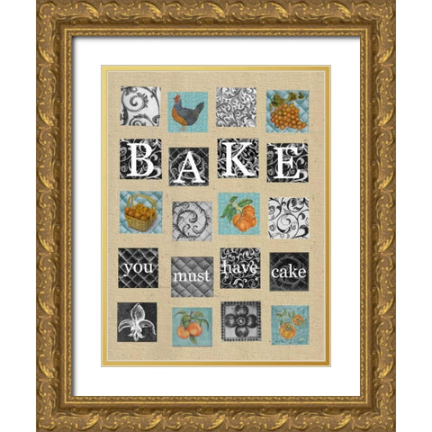 Bake Tiles Gold Ornate Wood Framed Art Print with Double Matting by Rossi, Lorraine