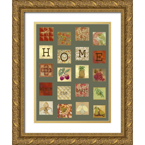 Home Tiles Gold Ornate Wood Framed Art Print with Double Matting by Rossi, Lorraine