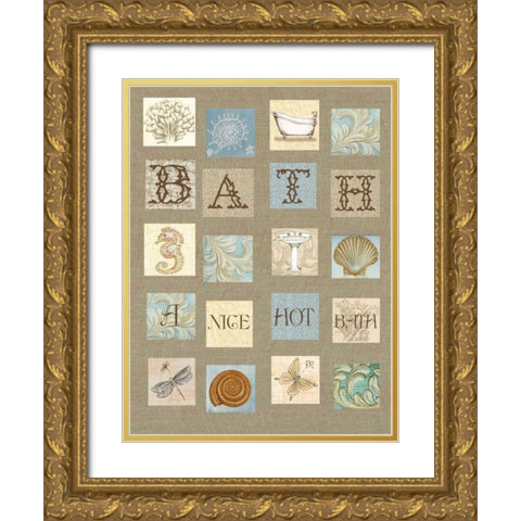 Bath Tiles Gold Ornate Wood Framed Art Print with Double Matting by Rossi, Lorraine