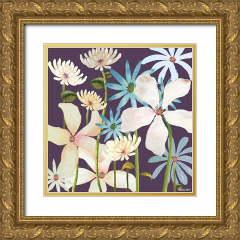 Blackberry Posies Gold Ornate Wood Framed Art Print with Double Matting by Rossi, Lorraine