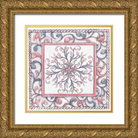 Florentine Rose Quartz and Serenity 1 Gold Ornate Wood Framed Art Print with Double Matting by Rossi, Lorraine