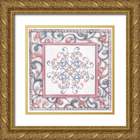 Florentine Rose Quartz and Serenity 4 Gold Ornate Wood Framed Art Print with Double Matting by Rossi, Lorraine