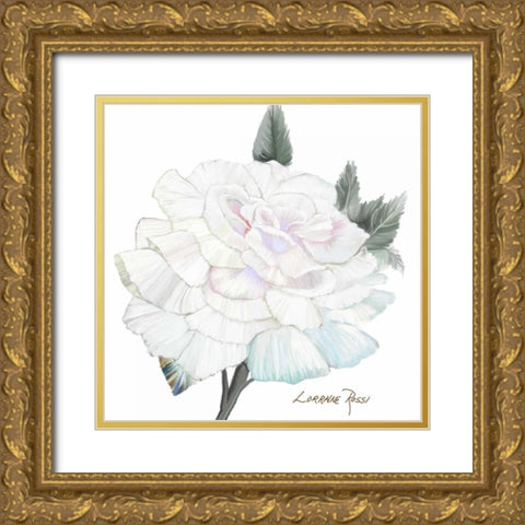 Peace Rose 2 Gold Ornate Wood Framed Art Print with Double Matting by Rossi, Lorraine
