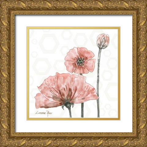 Poppy Umbrella 1 Gold Ornate Wood Framed Art Print with Double Matting by Rossi, Lorraine