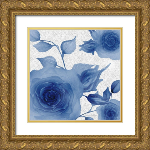 Blue Rose 1 Gold Ornate Wood Framed Art Print with Double Matting by Rossi, Lorraine
