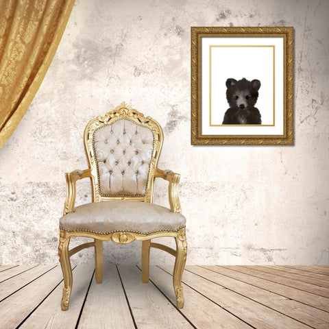 Baby Black Bear Gold Ornate Wood Framed Art Print with Double Matting by Straatsma, Leah