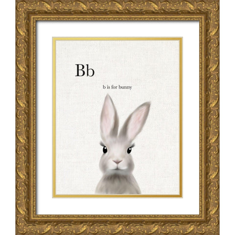 Woodland Bunny Linen Gold Ornate Wood Framed Art Print with Double Matting by Straatsma, Leah