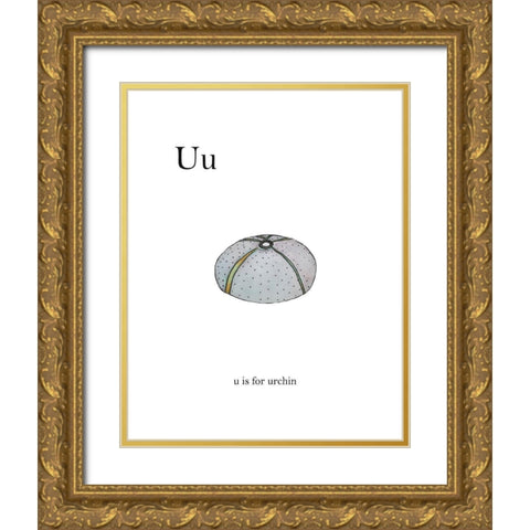 U is For Urchin Gold Ornate Wood Framed Art Print with Double Matting by Straatsma, Leah