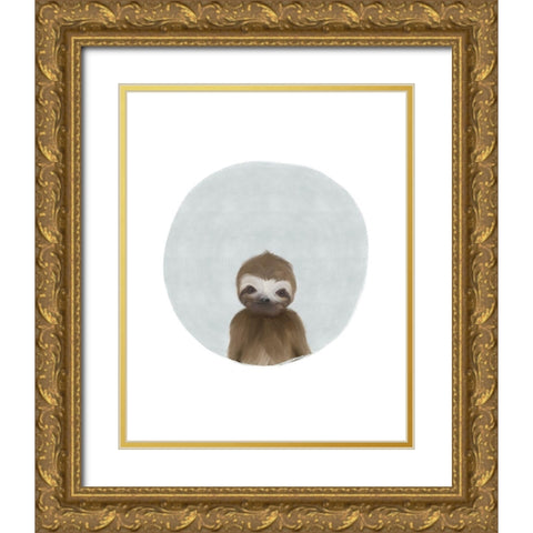 Baby Sloth Gold Ornate Wood Framed Art Print with Double Matting by Straatsma, Leah