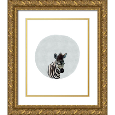 Baby Zebra Gold Ornate Wood Framed Art Print with Double Matting by Straatsma, Leah