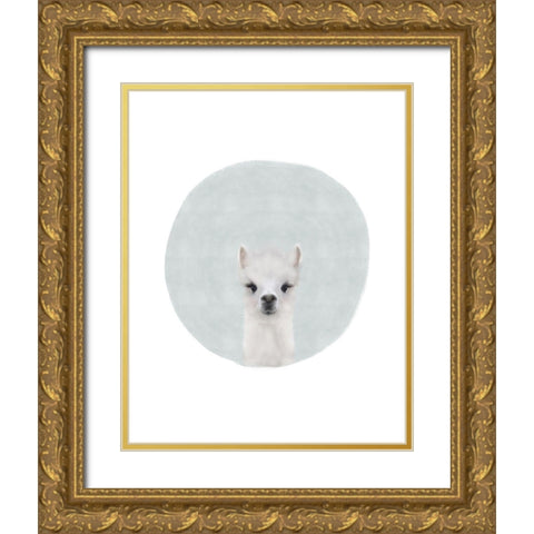 Baby Alpaca Gold Ornate Wood Framed Art Print with Double Matting by Straatsma, Leah