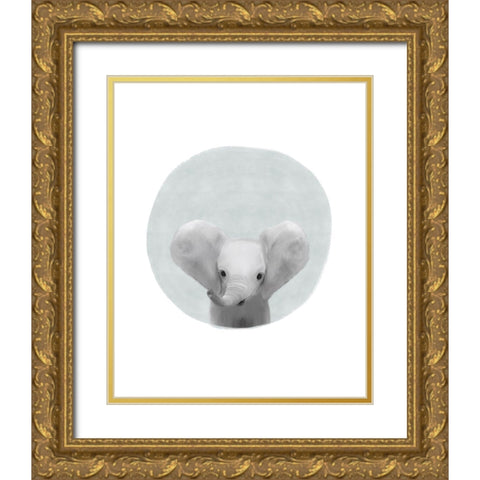 Circle Elephant Gold Ornate Wood Framed Art Print with Double Matting by Straatsma, Leah