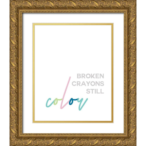Broken Crayons Gold Ornate Wood Framed Art Print with Double Matting by Straatsma, Leah