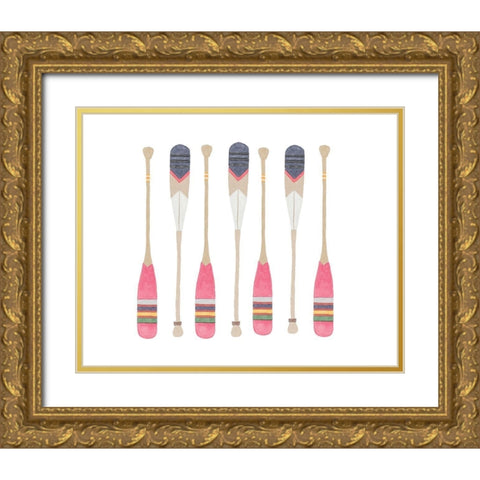 Cottage Paddles Gold Ornate Wood Framed Art Print with Double Matting by Straatsma, Leah