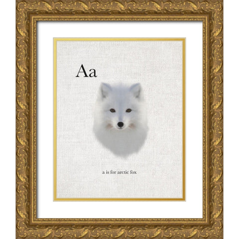 A Arctic Fox Gold Ornate Wood Framed Art Print with Double Matting by Straatsma, Leah