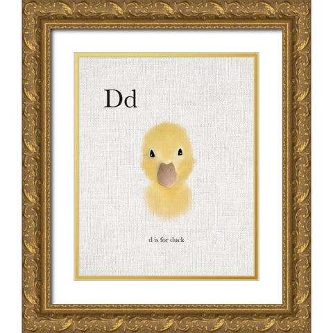 D is for Duck Gold Ornate Wood Framed Art Print with Double Matting by Straatsma, Leah