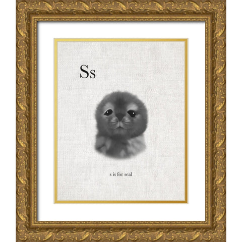 S is for Seal Gold Ornate Wood Framed Art Print with Double Matting by Straatsma, Leah