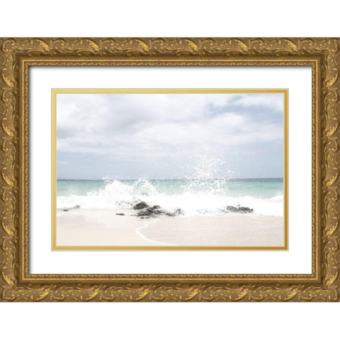 Splash Waves Gold Ornate Wood Framed Art Print with Double Matting by Straatsma, Leah