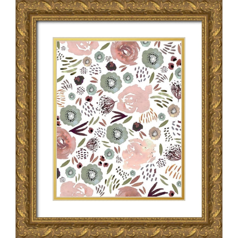 Floral Up Gold Ornate Wood Framed Art Print with Double Matting by Straatsma, Leah