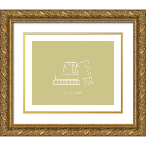 Excavator Gold Ornate Wood Framed Art Print with Double Matting by Straatsma, Leah