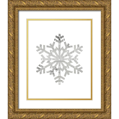 Wooden Snowflake Polka 1 Gold Ornate Wood Framed Art Print with Double Matting by Straatsma, Leah