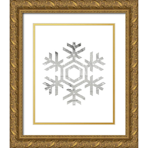 Wooden Snowflake Polka 2 Gold Ornate Wood Framed Art Print with Double Matting by Straatsma, Leah