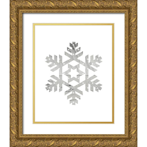 Wooden Snowflake Polka 3 Gold Ornate Wood Framed Art Print with Double Matting by Straatsma, Leah