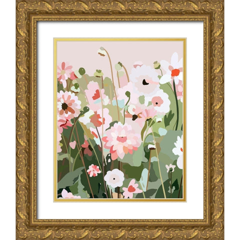 Floral Field Gold Ornate Wood Framed Art Print with Double Matting by Straatsma, Leah