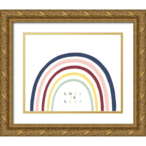 Love is Love Rainbow Gold Ornate Wood Framed Art Print with Double Matting by Straatsma, Leah
