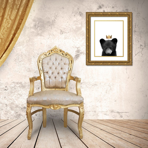 Crown Black Bear Gold Ornate Wood Framed Art Print with Double Matting by Straatsma, Leah