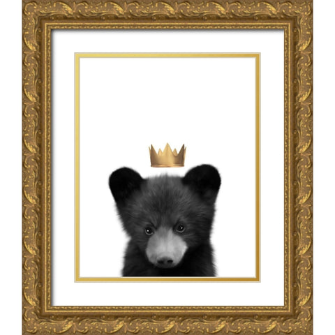 Crown Black Bear Gold Ornate Wood Framed Art Print with Double Matting by Straatsma, Leah