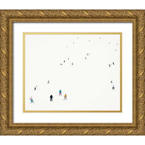 Skiers Paradise Gold Ornate Wood Framed Art Print with Double Matting by Straatsma, Leah
