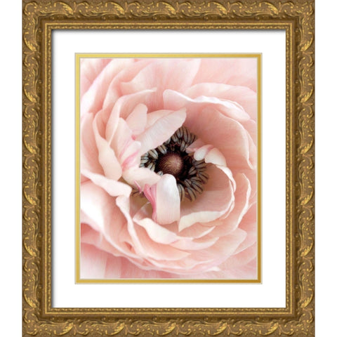 Pretty in Pink Floral Gold Ornate Wood Framed Art Print with Double Matting by Straatsma, Leah