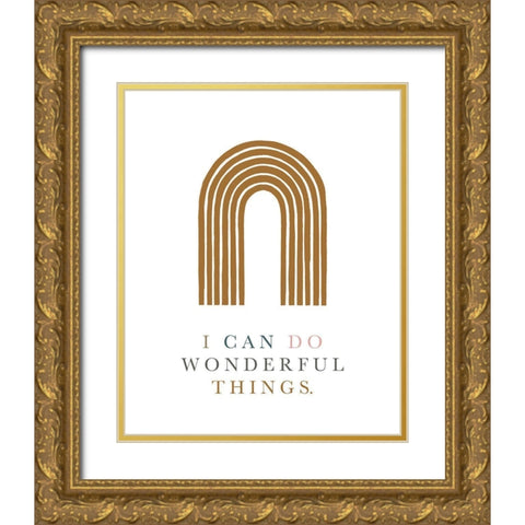Wonderful Things Affirmation Gold Ornate Wood Framed Art Print with Double Matting by Straatsma, Leah