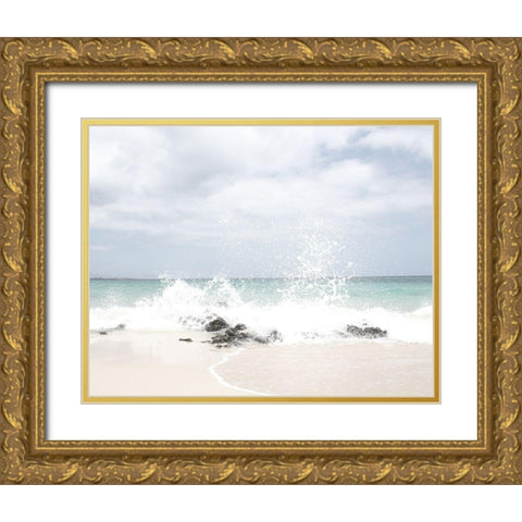 Splash Waves Gold Ornate Wood Framed Art Print with Double Matting by Straatsma, Leah