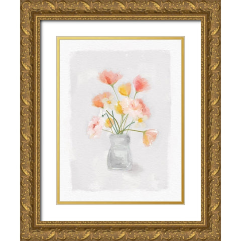 Florals In Vase Gold Ornate Wood Framed Art Print with Double Matting by Straatsma, Leah