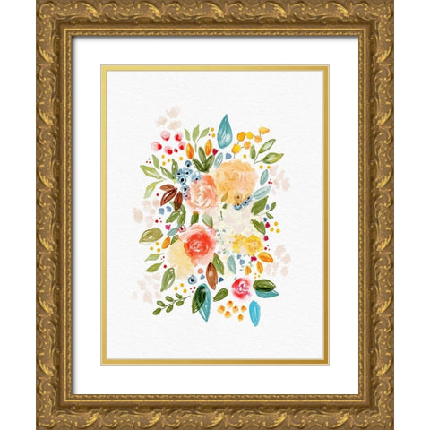 Watercolor Florals Gold Ornate Wood Framed Art Print with Double Matting by Straatsma, Leah