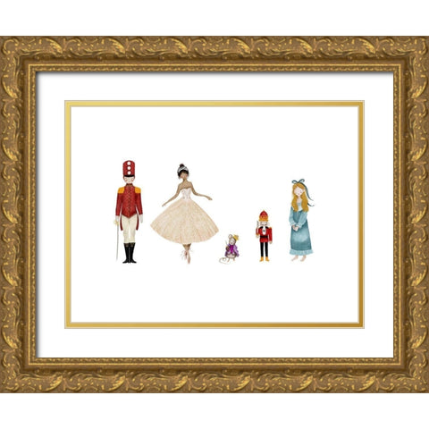 Nutcracker Cast Gold Ornate Wood Framed Art Print with Double Matting by Straatsma, Leah