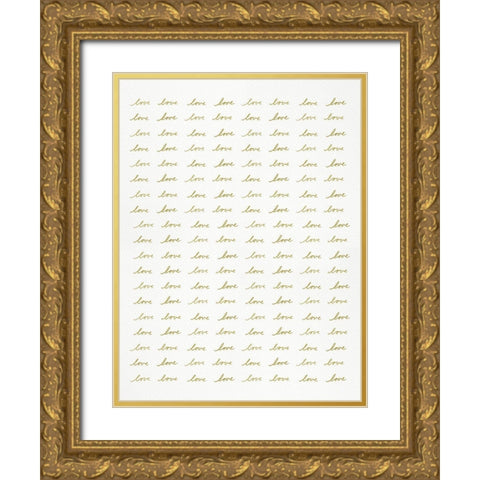 Love In Repeat Gold Ornate Wood Framed Art Print with Double Matting by Straatsma, Leah