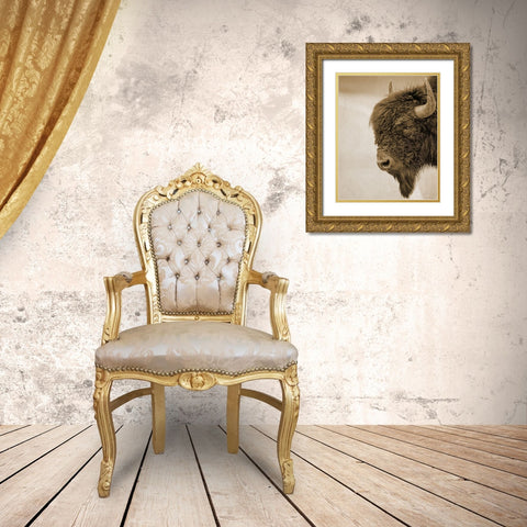 Textured Bison Gold Ornate Wood Framed Art Print with Double Matting by Straatsma, Leah