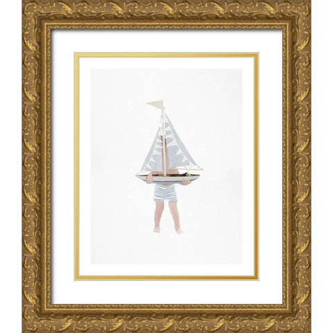 SailBoy Gold Ornate Wood Framed Art Print with Double Matting by Straatsma, Leah