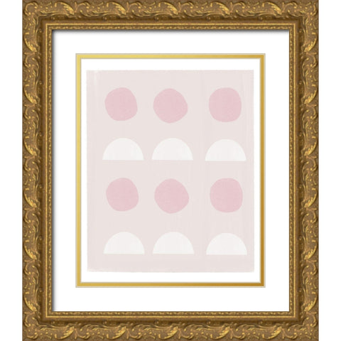 Abstract Pink Circles Gold Ornate Wood Framed Art Print with Double Matting by Straatsma, Leah