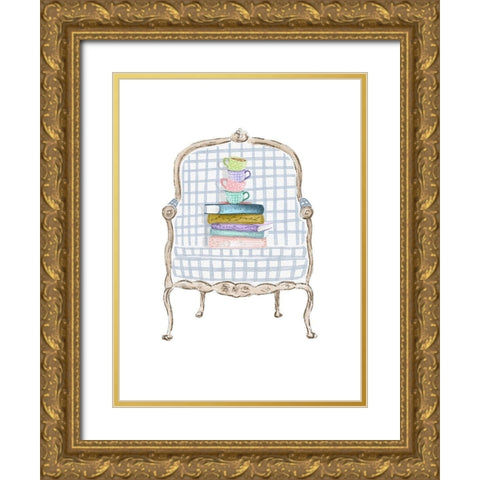 Coffee and Book Stacks Gold Ornate Wood Framed Art Print with Double Matting by Straatsma, Leah