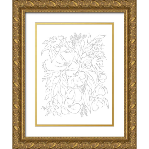 Pretty Neutral Florals Gold Ornate Wood Framed Art Print with Double Matting by Straatsma, Leah