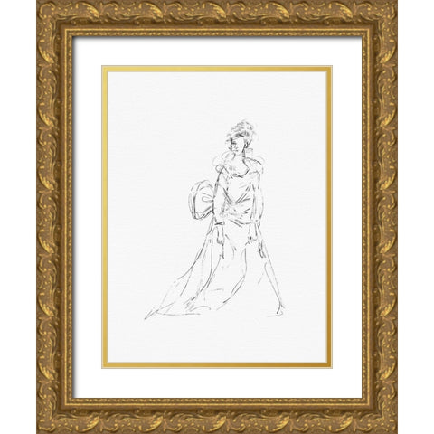 Victorian Lady With Bow Gold Ornate Wood Framed Art Print with Double Matting by Straatsma, Leah