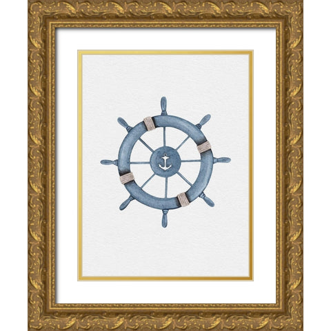Helm Wheel Gold Ornate Wood Framed Art Print with Double Matting by Straatsma, Leah